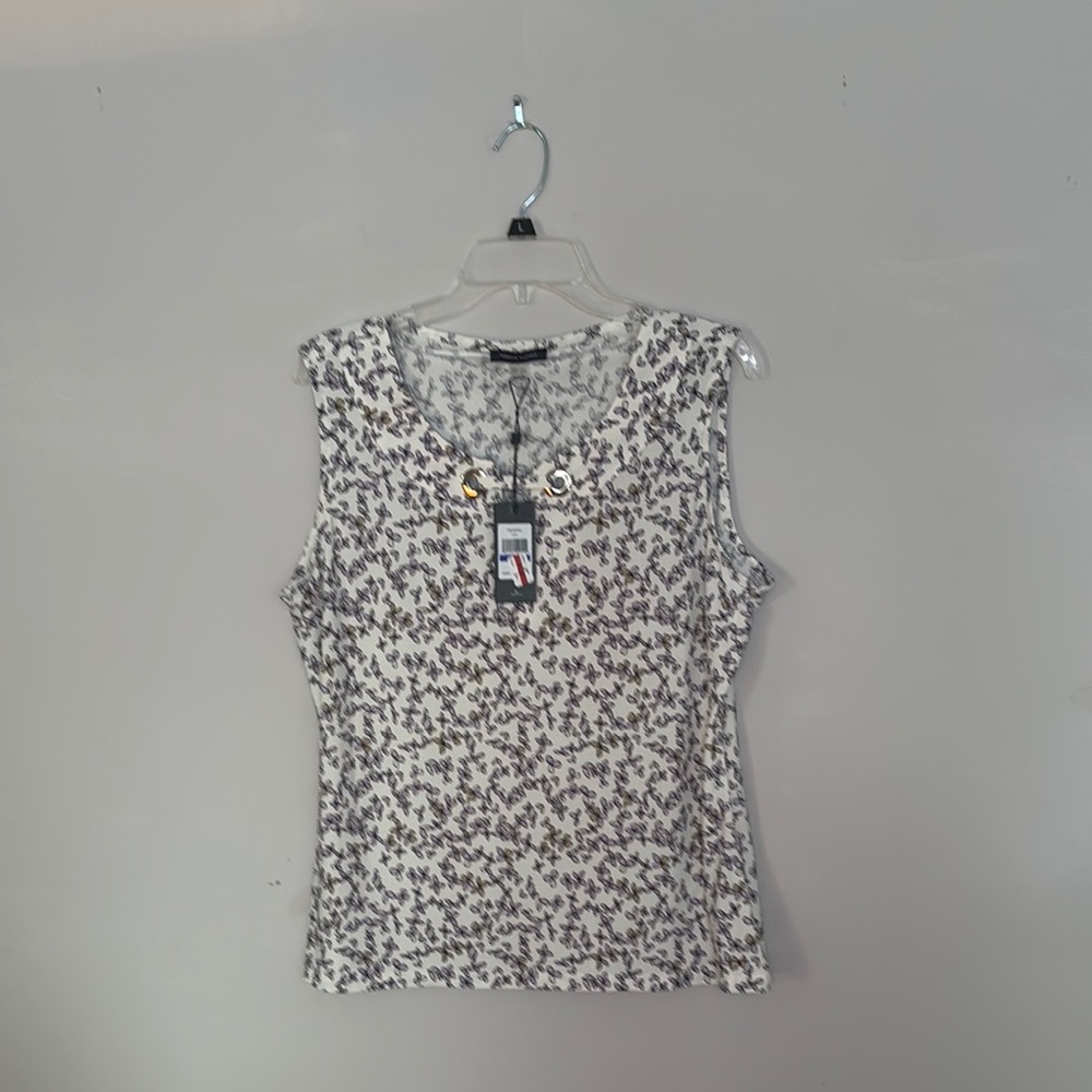 Ann Taylor Lilac and White Patterned Tank Top